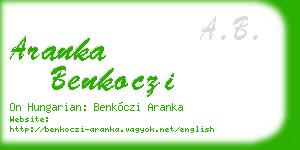 aranka benkoczi business card
