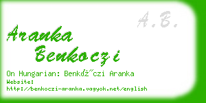 aranka benkoczi business card